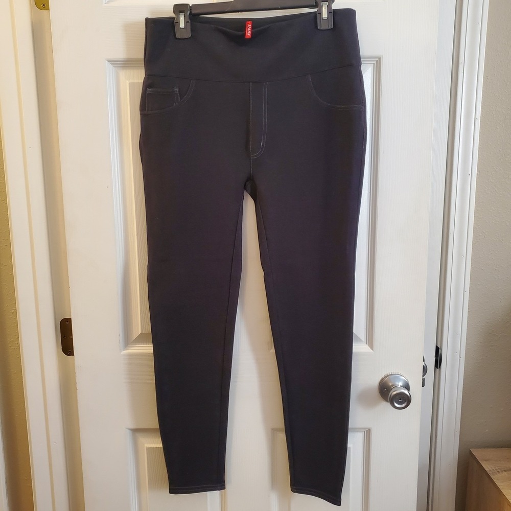 Spanx sz 1X Black Denim Look Jegging Legging Jeans Skinny Slim Pull On Jean-ish‎